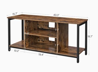 TV Stand for TV up to 50 Inch, TV Cabinet with Open Storage, TV Console Unit with Shelving, for Living Room, Entertainment Room, Industrial, Rustic Br