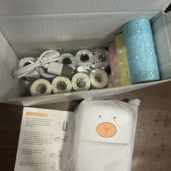 Portable Mini Wireless Thermal Printer w/ 5 Rolls Thermal & 3 Rolls Stickers
