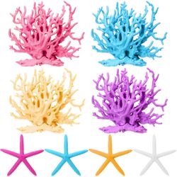 8 Pcs Mermaid Party Decorations Artificial Aquarium Coral Reef Decor Starfish...