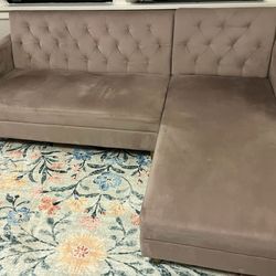 Blush Pink Velvet Storage Chaise Sectional Sofa Sleeper