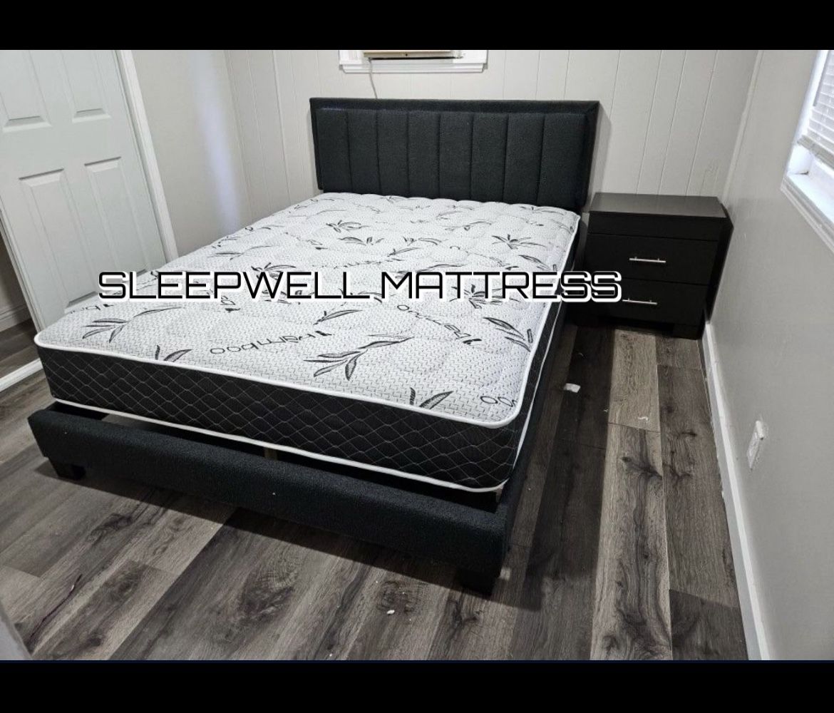 Queen Size Bed Frame With Pillow Top Mattress Included