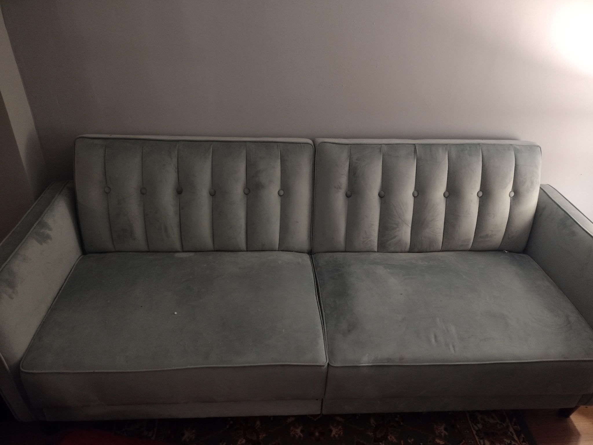 81.5” LIGHT GREEN Velvet Square Arm Convertible Sofa