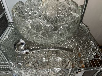 Vintage 1950s punch bowl with 24 matching cups and stand