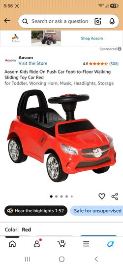 Aosom Kids Ride On Push Car Foot-to-Floor Walking Sliding Toy Car Red