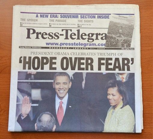 Vintage Historic Press-Telegram Newspaper Obama Inauguration