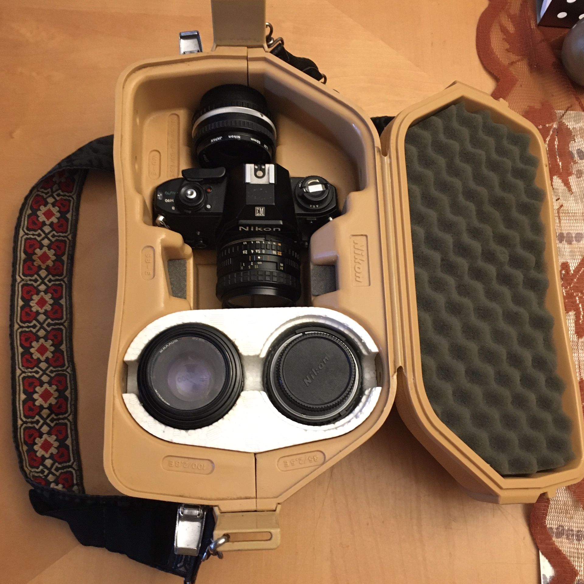 Nikon EM 35MM Film Camera + 4 Lens Japan (TRADE???) PLUS Everything you see in pictures