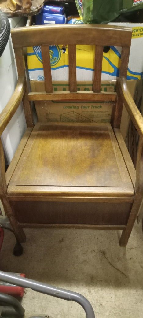 Antique Wood Toilet Chair 