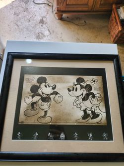 Disney Mickey & Minnie Mouse Framed Art Print Animation Sketch Posterworks