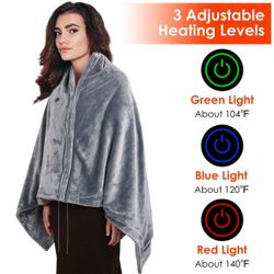 Wearable USB Heated Blanket Shawl, Portable Heated Blanket