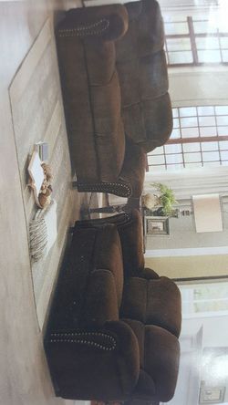 Chocolate SOFA AND loveseat cushions attached