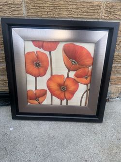 Bed Bath and Beyond Framed Floral Wall Art – Orange Poppy Flowers