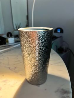 Starbucks 2023 Holiday Silver Metallic Foil Hammered Texture Ceramic Tumbler Mug