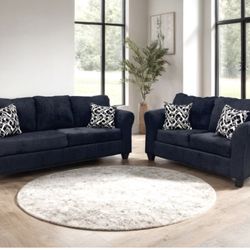 Black Chenille Sofa And Loveseat 