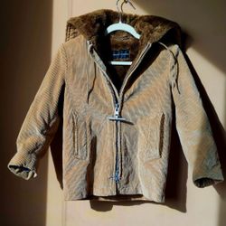 Saks Fifth avenue cardoroy sherpa Faux Fur Lined Hooded Jacket coat warm top Kids Children's Size 10