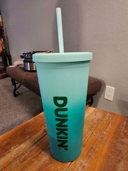 Dunkin' Teal Ombre Tumbler with Straw