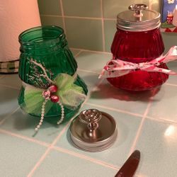 Decorative Glass Candle Holder.  Set $20 