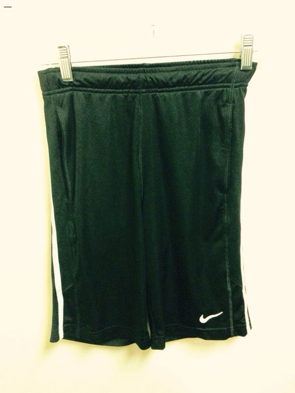 Boys Nike medium shorts black with white stripes