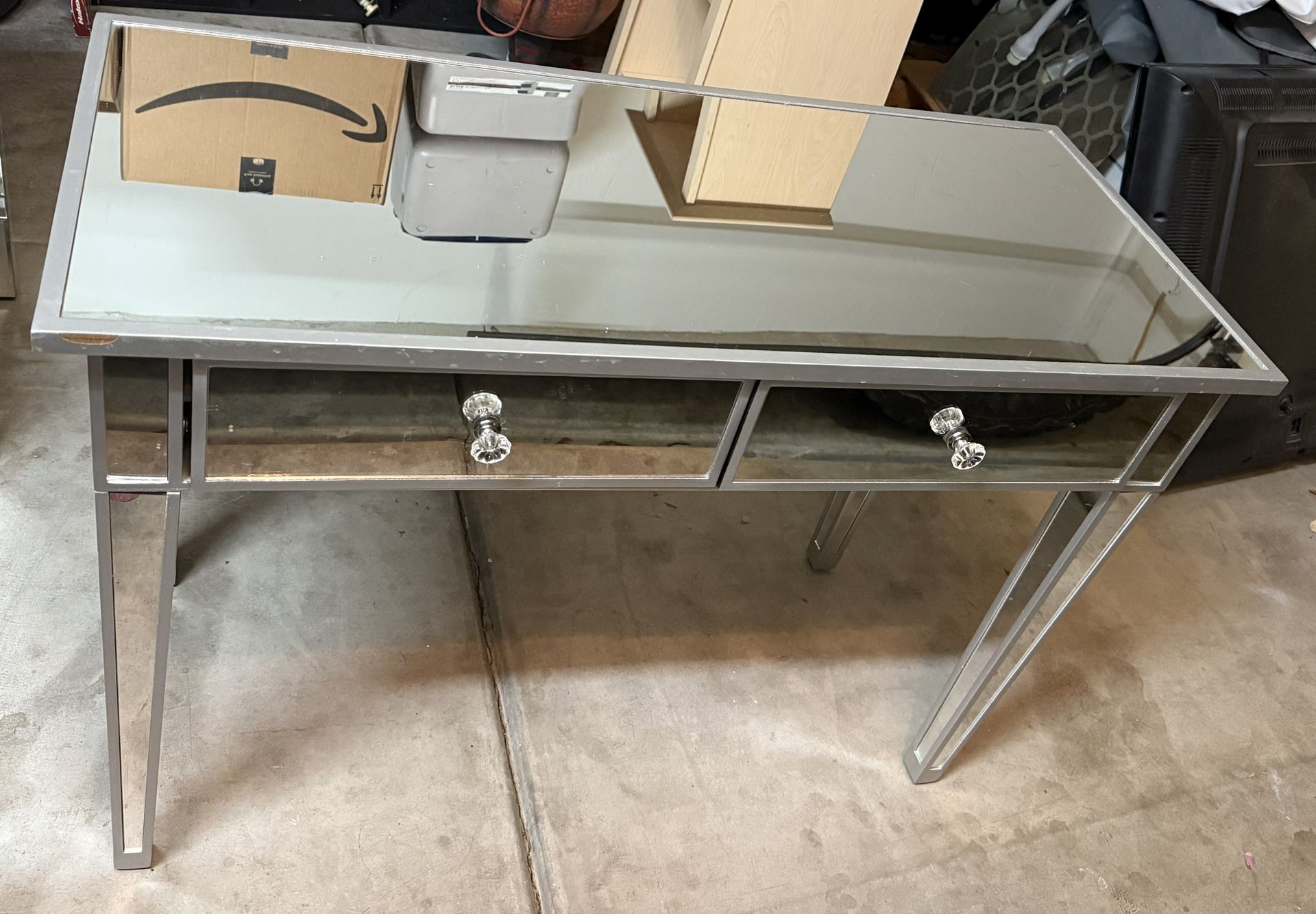 Mirrored Console Sofa TV Table with Drawers