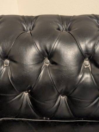 Black Faux Leather Upholstered Accent Tufted Chair