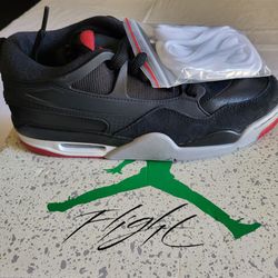 *NEW* Jordan Air Force 4 RM Black/Varsity Red-Wolf Grey Men's Size 8.5 Women 10 with Box and Extra White Laces