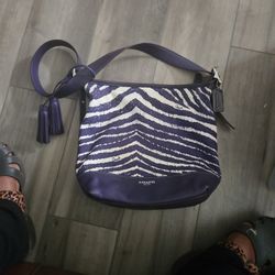Coach 334110 Purple Zebra Print Purse