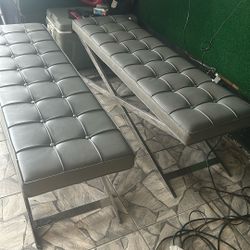 2 Leather Bench Chairs $80 For The Set