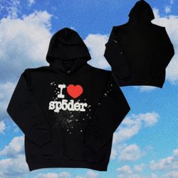 Sp5der I Heart Sp5 (M & L) BLACK Hoodie 