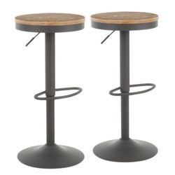 Set of 2 Dakota Adiustable Industrial Barstools - LumiSource
