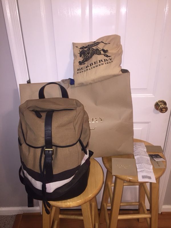 NWT! Burberry Drifton House Check Men's Backpack Camel/Brown W/ Receipt 3955398