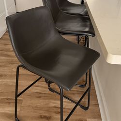 Set of 3 Bar Stools Dark Gray