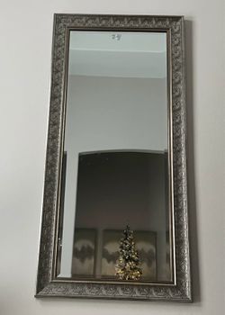 Tall pewter color mirror