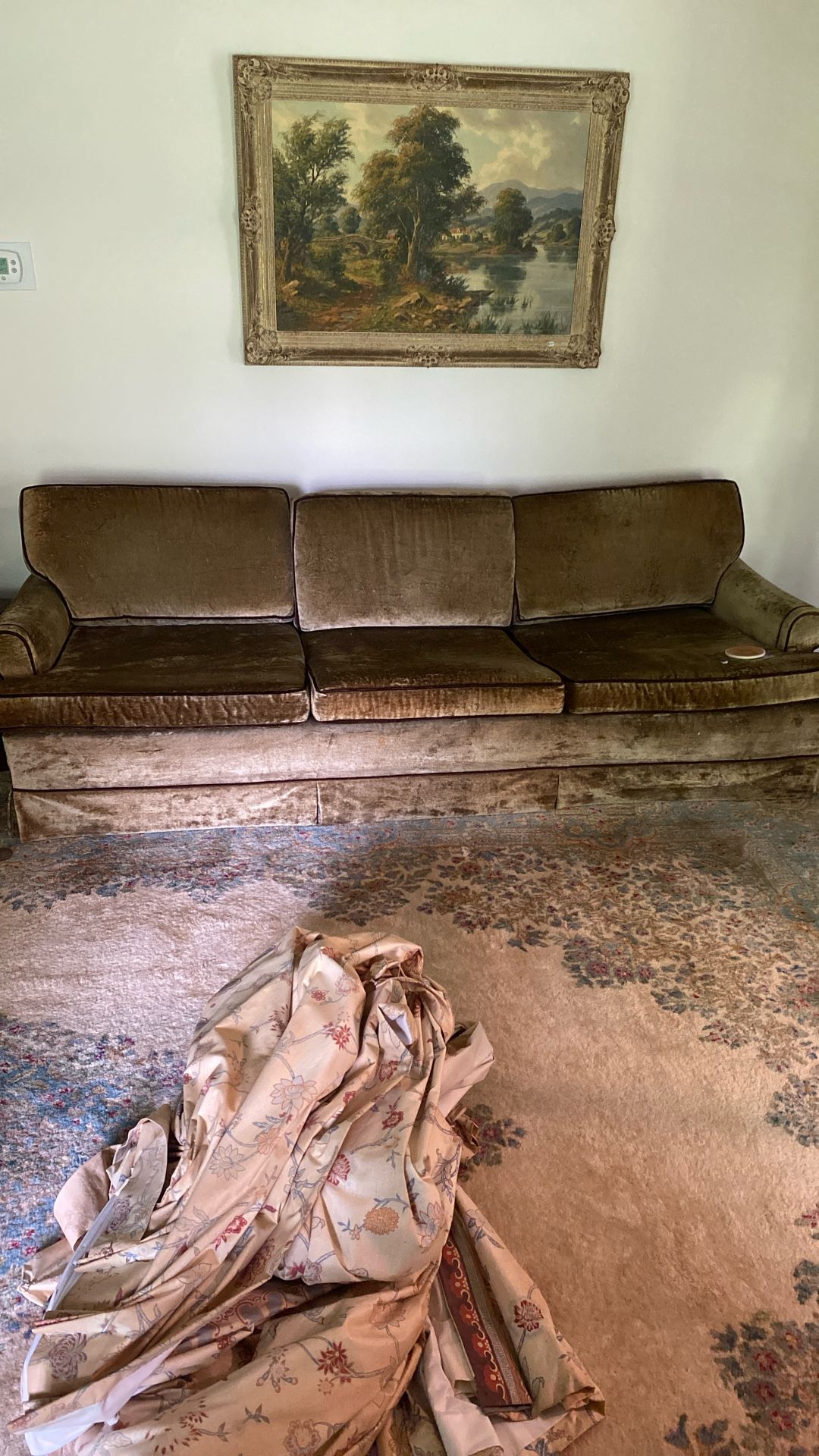 Suburban Olive Velvet Sofa