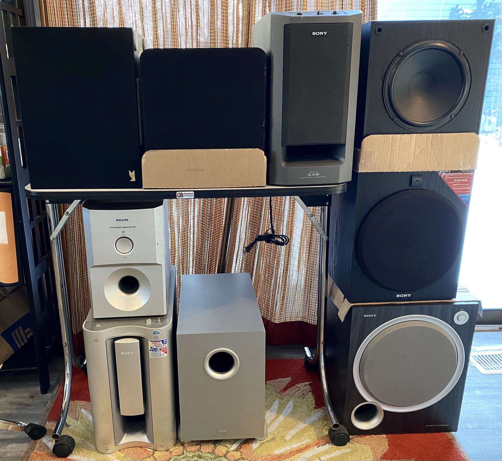 POWERED SUB-WOOFERS ~ POLK-DENON-EARTHQUAKE-SONY-M&K-PHILLIPS-JVC ~ From $40 to $100 Each ~ VG FOR MUSIC-HOME THEATRE-GAMING SYSTEMS…