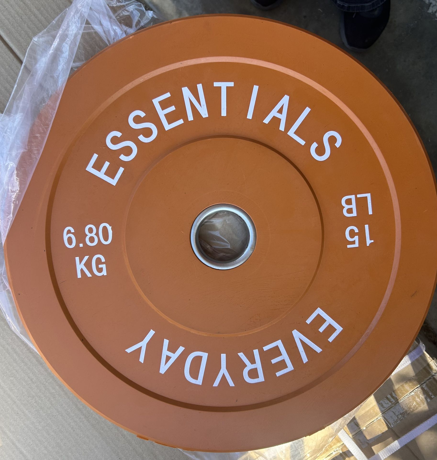 A pair of 15 bumper weights