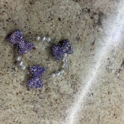 Purple Rhinestone Bow Bracelet 