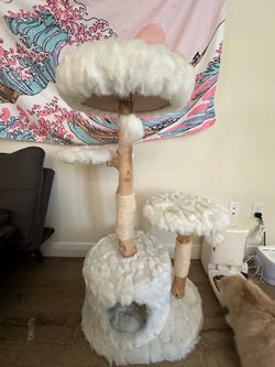 White Cat Tree / Cat Tower with Scratching Posts
