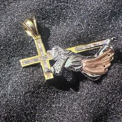 Silver 925 Cross & Pendant Charm Silver DIPPED In White, Yellow & Rose Gold