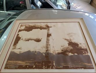Framed Oil Rig Art