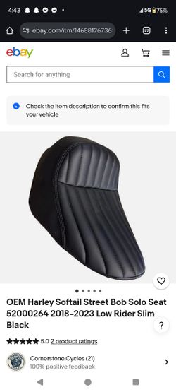 2018 - 2022 HARLEY DAVIDSON FXBB SOFTAIL STREET BOB OEM RIDER SOLO SEAT 