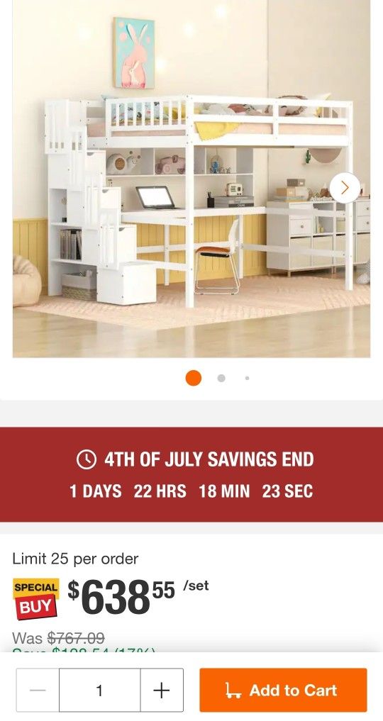 Loft Bed With Desk And Stair Case