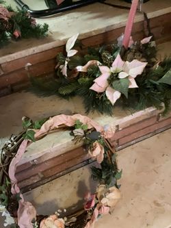 Handmade Small Wreath, Candle Centerpiece, And Medium Floral Set 