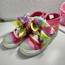 Jojo Siwa Girls Hightop Rainbow Tennis Shoes with Bows Size 2 for Sale in  El Paso, TX - OfferUp