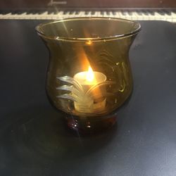 Brown Glass Candle Holder