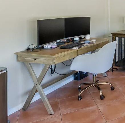 2 Wood Champagne Desks