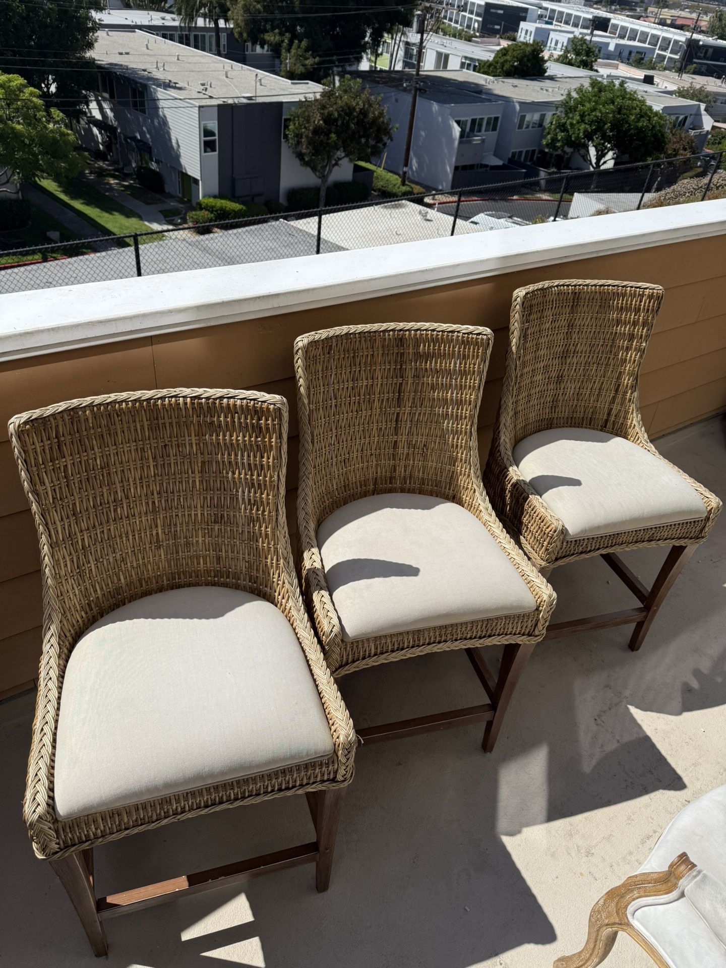 Rattan Bar Stools W/Cushions- Beachy Boho Vibe