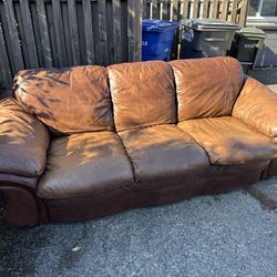 FREE - Brown Leather Couch 