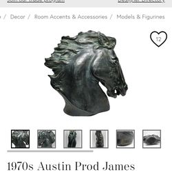 1970's Austin Prod James Spratt Faux Bronze Flaming Main Horse Head Sculpture