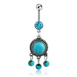 Cute Turquoise Belly Bar Button Navel Ring Body Piercing 