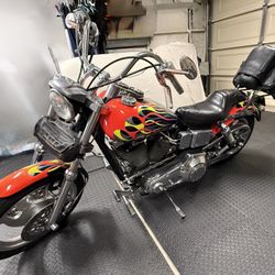 1993 Harley Davidson Dyna Low Rider Low Mileage Black With Flames Custom Paint Job rare Find 