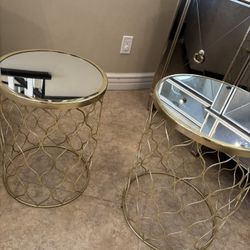 Set Of Gold Round Mirrored End Table $20 Each